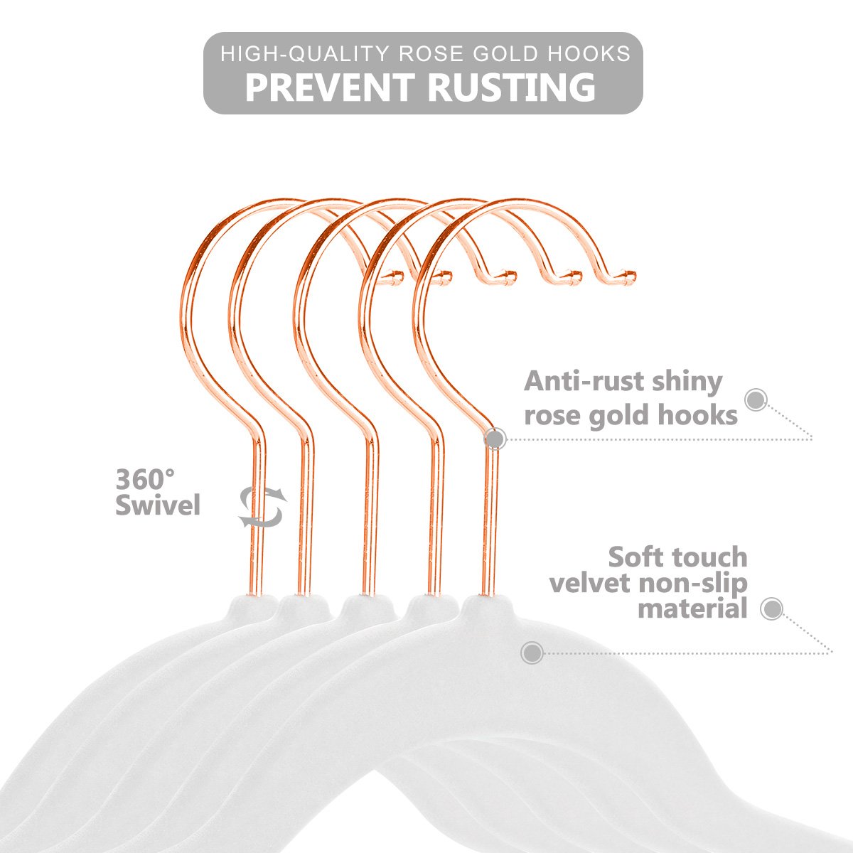 Mizgi Premium Kids Velvet Hangers (Pack Of 50) With Copper/Rose Gold Hooks,Space Saving Ultra Thin,Non Slip Baby Hangers For Chi